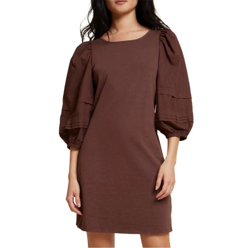 NATION LTD calissa pintuck combo dress in pinot noir medium NEW